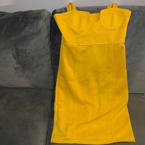 Yellow mini dress.